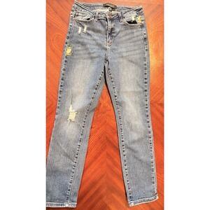 Judy Blue Embroidered Floral Skinny Jeans Womens Size 5 27 Distressed Stretch